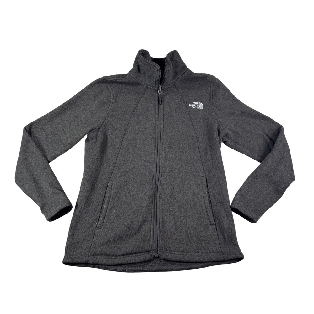 The North Face Crescent Full Zip Jacket Gray Heather Sweater Fleece Womens L